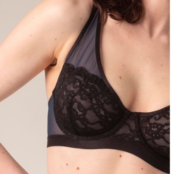 Blush Other - 3/30$ 🍂 Blush Esprit Plunge Bra Blue Black Mesh